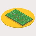 Isometric football or soccer field. 3d sport field with green grass. Vector illustration.